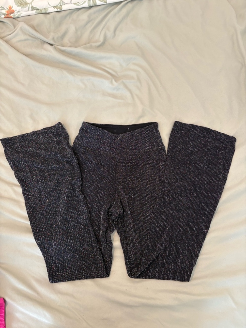 Nordstrom Black Glitter Wide-Leg Pull-On Pants